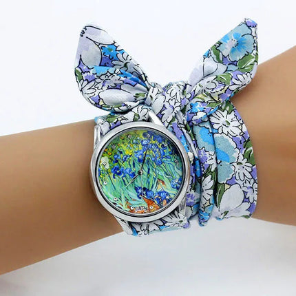 Shsby Nuovo orologio da polso in stoffa da donna Orologio da donna alla moda Orologio al quarzo argento di alta qualità Orologio da ragazza dolce Orologio in tessuto platinumshop