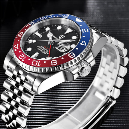 PAGANI DESIGN 2026 40MM Orologio Automatico di Lusso da Uomo GMT con Ghiera in Ceramica, Cinturino Jubilee, Vetro Zaffiro, Impermeabile