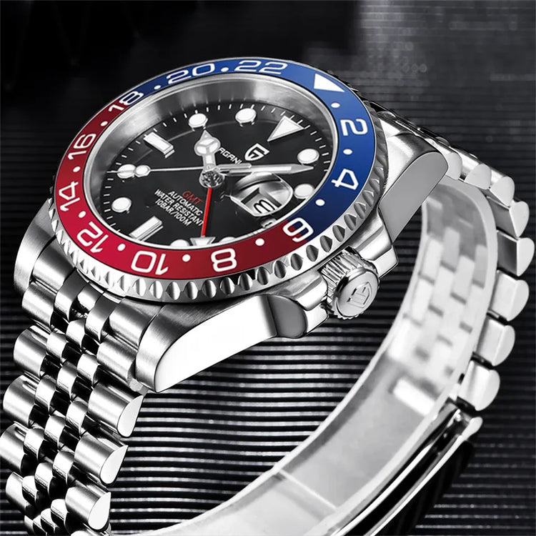 PAGANI DESIGN 2026 40MM Orologio Automatico di Lusso da Uomo GMT con Ghiera in Ceramica, Cinturino Jubilee, Vetro Zaffiro, Impermeabile