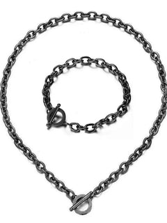 Set di gioielli con ginocchiera in acciaio inossidabile di nuovo stile per uomo e donna, set di bracciali e collane con catena a maglie