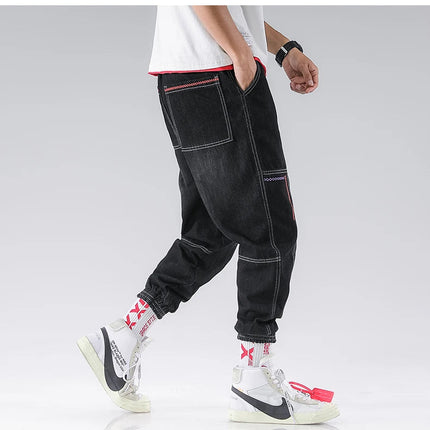 2025 New Streetwear Hip Hop Cargo Pants Men's Jeans Elastic Harun Joggers In Autumn and Spring Men ClothIng PlatiNum