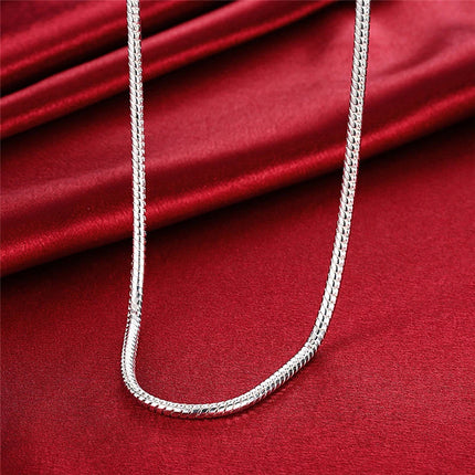 DOTEFFIL 925 Sterling Silver 16/18/20/24/22/24/26/30 Inch 3mm Snake Chain Necklace For Woman Man Wedding Engagement Jewelry PlatiNum
