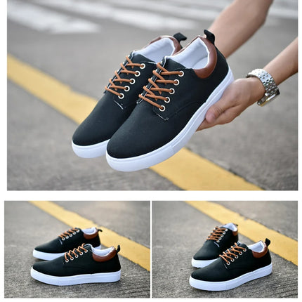 Fashion Canvas Men's Sneakers Black Lace Up Sping Shoes 2024 Classic Casual Vulcanized Shoes Size 46 47 Mens Spring Sport Shoes