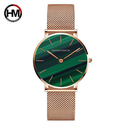 HANNAH MARTIN Movimento al quarzo giapponese in acciaio inossidabile di qualità del marchio Orologio Dropshipping da donna impermeabile da 36 mm in oro rosa completo platinumshop