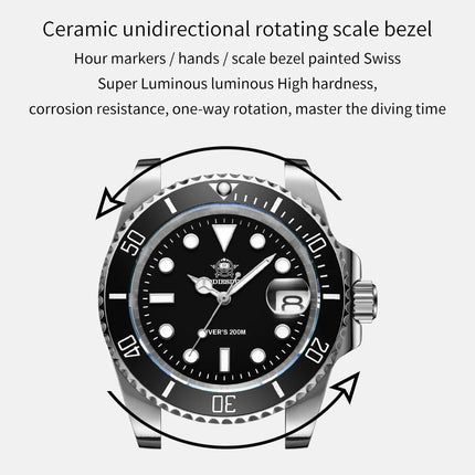 ADDIESDIVE Classic Men's Business and Leisure Quartz Watch 200m Waterproof 316L Stainless Steel Sports Night Light Diving Watch
