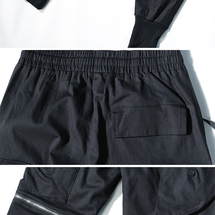 Detachable Black Cargo Pants Men Harajuku Hip Hop Streetwear Multi-Pocket Joggers Trousers Man Elastic Waist Techwear