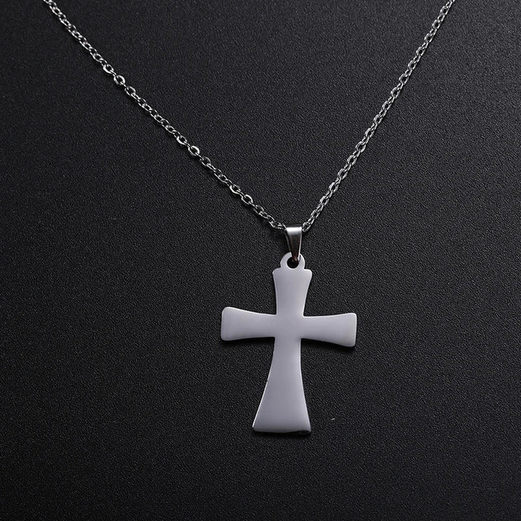 Cazador Collana con ciondolo croce religiosa alla moda di Gesù Collane a catena in acciaio inossidabile color oro per regalo di gioielli cavi unisex PlatiNum