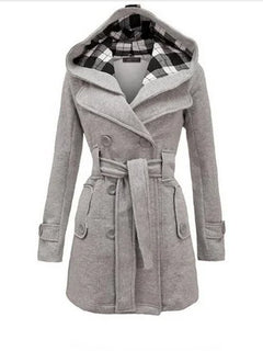 Fashion Woolen Coat Women Warm Fleece Jacket With Belts Double Breasted Solid Casual Jacket 2022 Winter Vintage Slim Ladies Coat