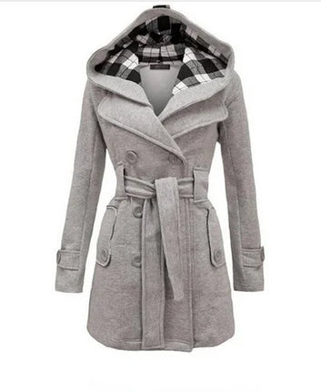 Fashion Woolen Coat Women Warm Fleece Jacket With Belts Double Breasted Solid Casual Jacket 2022 Winter Vintage Slim Ladies Coat