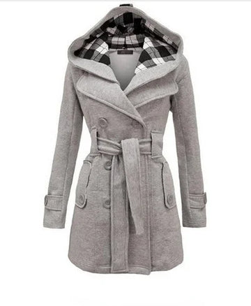 Fashion Woolen Coat Women Warm Fleece Jacket With Belts Double Breasted Solid Casual Jacket 2022 Winter Vintage Slim Ladies Coat