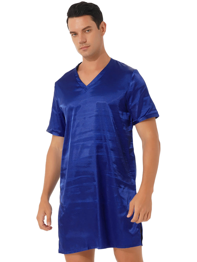 Donna uomo pigiama in raso di seta pigiameria maniche corte camicia da notte Kimono accappatoio abito da notte accappatoio camicia da notte estiva Homewear