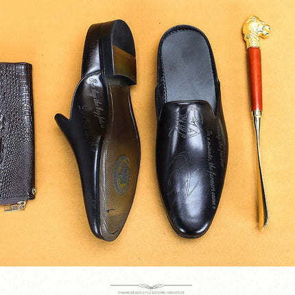 Pantofole da uomo di lusso italiane Mocassini in vera pelle Mocassini da uomo Casual Scarpe da uomo antiscivolo Moda estiva Mezze scarpe da uomo