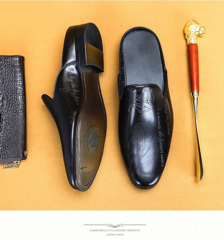 Pantofole da uomo di lusso italiane Mocassini in vera pelle Mocassini da uomo Casual Scarpe da uomo antiscivolo Moda estiva Mezze scarpe da uomo