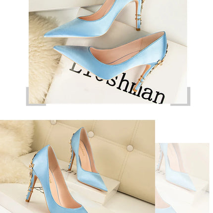 Moda mujer tacones altos bajos de aguja boda/fiesta zapatos de salón de señora primavera/otoño calzado femenino clásico calzado de mujer
