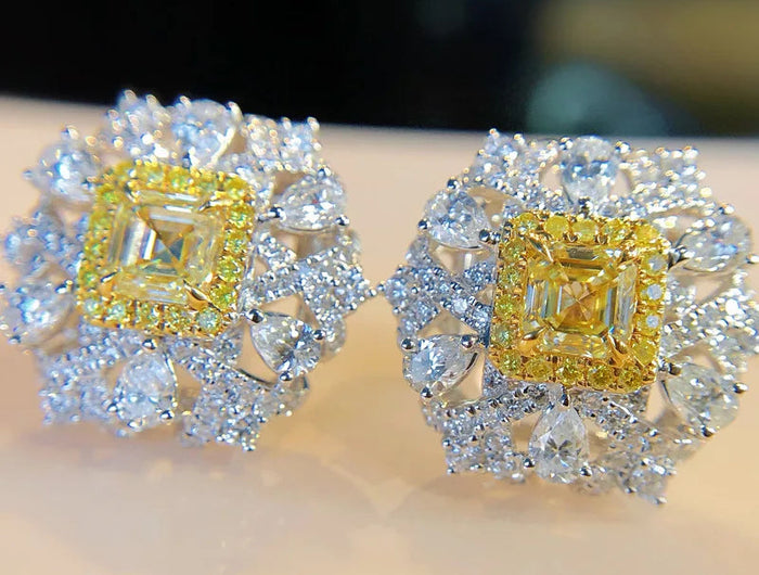 Vintage Topaz Moissanite Stud Earring 100% Real 925 sterling silver Jewelry Promise Engagement Wedding Earrings for Women Gift PlatiNum