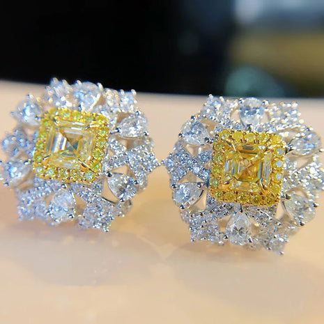 Vintage Topaz Moissanite Stud Earring 100% Real 925 sterling silver Jewelry Promise Engagement Wedding Earrings for Women Gift PlatiNum