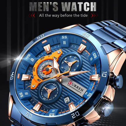 CURREN orologio da uomo orologi da uomo al quarzo sportivi di lusso delle migliori marche orologio da polso cronografo impermeabile in acciaio pieno da uomo Relogio Masculino platinumshop