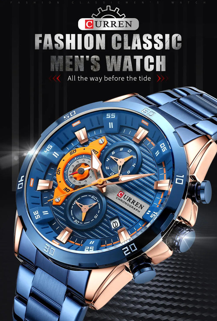 CURREN orologio da uomo orologi da uomo al quarzo sportivi di lusso delle migliori marche orologio da polso cronografo impermeabile in acciaio pieno da uomo Relogio Masculino platinumshop