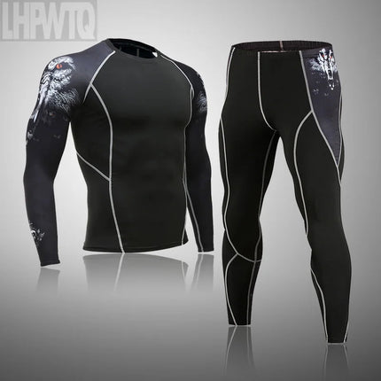 Men's Sports Suit MMA rashgard male Quick drying Sportswear Compression Clothing Fitness Training kit Thermal Underwear leggings PlatiNum