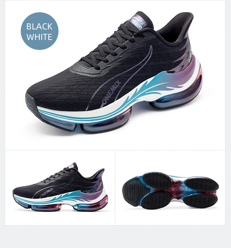 Scarpe da corsa da uomo ONEMIX rimbalzo ammortizzante scarpe sportive da corsa all'aperto traspiranti scarpe da ginnastica da uomo con aumento dell'altezza 6-7cm PlatiNum