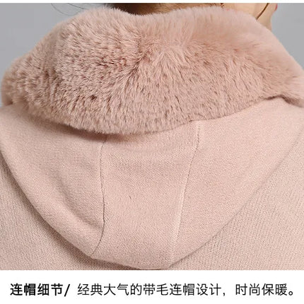 7 Colors Winter Shawl Warm Thick Cappa Coat Two Circle Faux Fox Fur Loose Poncho Cloak With Hat Women Big Pendulum Cardigan Cape
