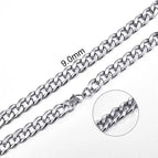 9mm Silver Curb / 60cm