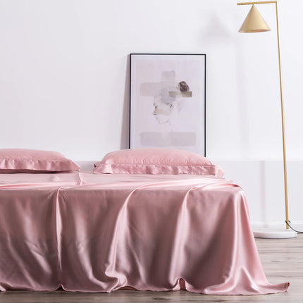 Liv-Esthete Verano Grado superior Naturaleza 10% seda Rosa Juego de ropa de cama Mujer Sábana Funda nórdica Juego de funda de almohada Queen King Juego de cama