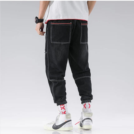 2025 New Streetwear Hip Hop Cargo Pants Men's Jeans Elastic Harun Joggers In Autumn and Spring Men ClothIng PlatiNum