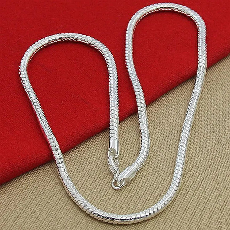 DOTEFFIL 925 Sterling Silver 16/18/20/24/22/24/26/30 Inch 3mm Snake Chain Necklace For Woman Man Wedding Engagement Jewelry PlatiNum