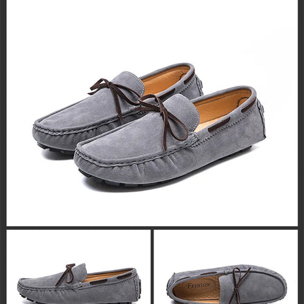 2025 Mocassino da uomo Grigio Marrone Nero Mocassini Scarpe da uomo in pelle Designer di lusso Marchio Moda Sneakers Appartamenti Slip on Leggero