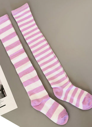 Calze autoreggenti a righe da donna Calze da donna nere bianche rosa lunghe sopra sopra il ginocchio femboy Cosplay Lolita Harajuku Y2k