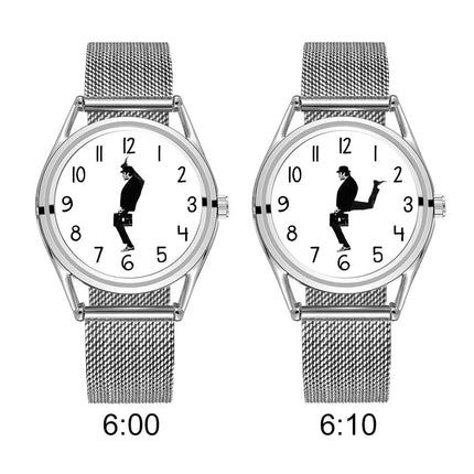 FEB 30TH Walking Men Design orologio Unisex da uomo dal Design creativo 3ATM cinturino in acciaio inossidabile resistente all'acqua platinumshop