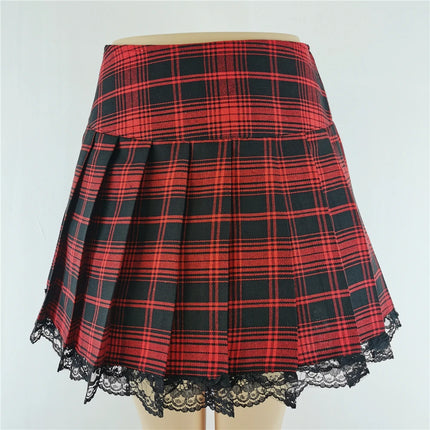 Harajuku Punk gotico nero a vita alta gonne nere donne Sexy Patchwork fasciatura Mini gonna nera Streetwear femminile