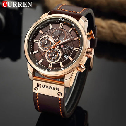 CURREN orologio da uomo in pelle orologi sportivi da uomo esercito militare orologio da polso al quarzo cronografo orologio maschile Relogio Masculino platinumshop