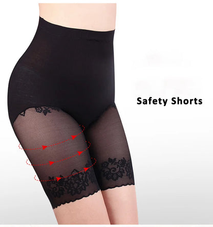 Plus Size Safety Short Pants Women Summer Seamless Under Skirt Pants Anti Chafing Boxers Female Sexy Lace Boyshorts Women