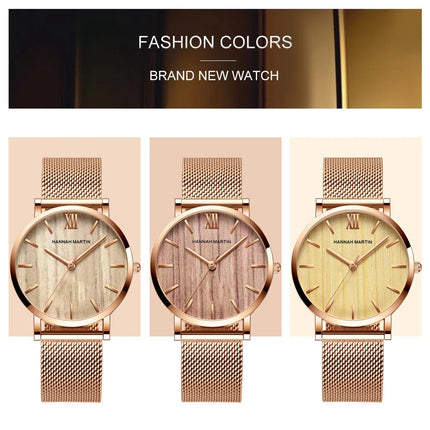 HANNAH MARTIN Movimento al quarzo giapponese in acciaio inossidabile di qualità del marchio Orologio Dropshipping da donna impermeabile da 36 mm in oro rosa completo platinumshop