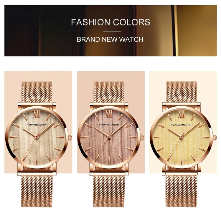 HANNAH MARTIN Movimento al quarzo giapponese in acciaio inossidabile di qualità del marchio Orologio Dropshipping da donna impermeabile da 36 mm in oro rosa completo platinumshop
