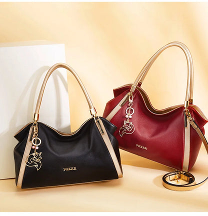 FOXER Women Genuine Leather Handbag Lady Large Capacity Crossbody Shoulder Bags Cowhide Top Handle Tote Festival Gift For Female