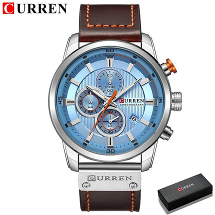 CURREN orologio da uomo in pelle orologi sportivi da uomo esercito militare orologio da polso al quarzo cronografo orologio maschile Relogio Masculino platinumshop
