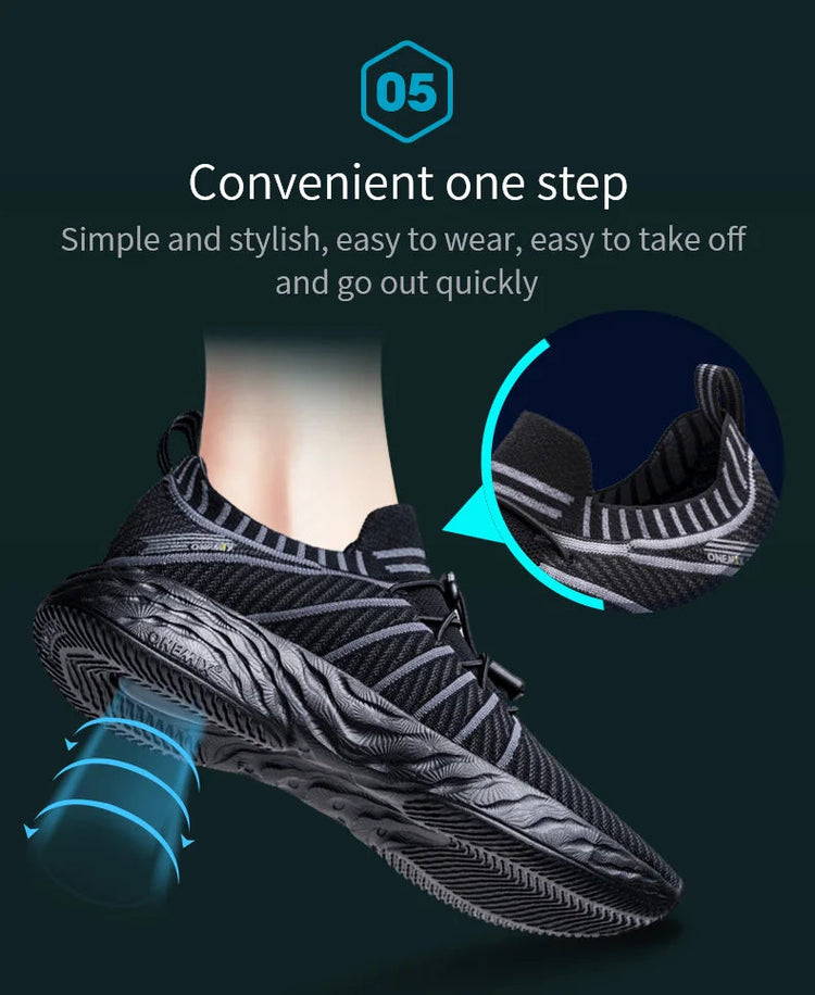 Scarpe da corsa impermeabili ONEMIX per uomo Sneakers Unisex in Mesh traspirante estivo per scarpe da Trekking da passeggio per uomo Slip-on all'aperto PlatiNum