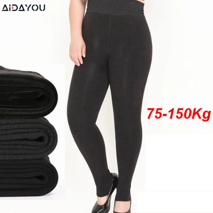 Plus Size 2XL 3XL 5XL Thick Leggings for Winter Super Stretchy Good Elastic 700g Very Warm  Fleece Leggin ouc688 PlatiNum