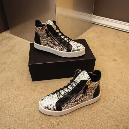 Snake Pattern Fashion Luxury Shoes Sneaker Flats Casual Mens Lace-Up Zipper Mixed Color Shoes Man 47 Size Zapatillas Hombre
