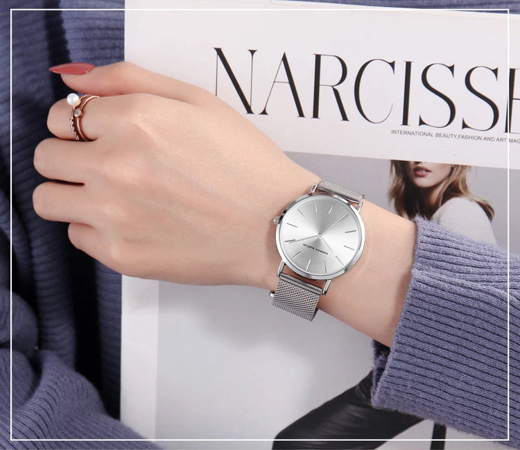 HANNAH MARTIN Movimento al quarzo giapponese in acciaio inossidabile di qualità del marchio Orologio Dropshipping da donna impermeabile da 36 mm in oro rosa completo platinumshop