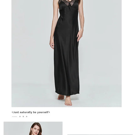 Camicia da Notte Sexy per Donne, Vestito Lungo in Seta Artificiale, Pigiama con Scollo a V Profondo, Vestaglia Femminile, Abbigliamento da Notte