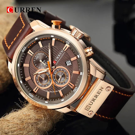 CURREN orologio da uomo in pelle orologi sportivi da uomo esercito militare orologio da polso al quarzo cronografo orologio maschile Relogio Masculino platinumshop