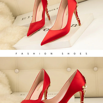 Moda mujer tacones altos bajos de aguja boda/fiesta zapatos de salón de señora primavera/otoño calzado femenino clásico calzado de mujer