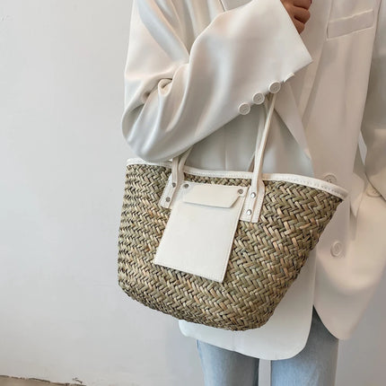 Borse estive in paglia da donna di alta qualità Borse a tracolla da donna alla moda Borsa da spiaggia tote femminile di grande capacità di design