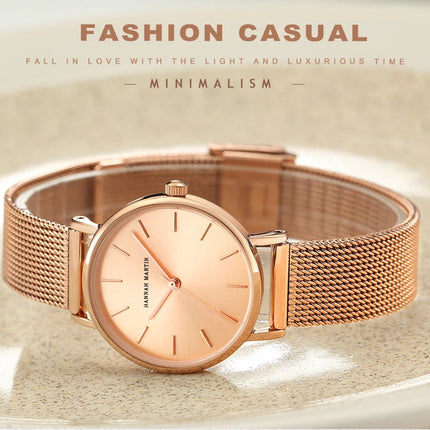 HANNAH MARTIN Movimento al quarzo giapponese in acciaio inossidabile di qualità del marchio Orologio Dropshipping da donna impermeabile da 36 mm in oro rosa completo platinumshop
