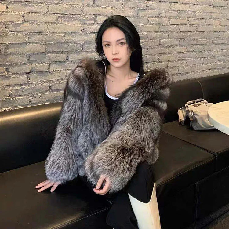 ZADORIN New Luxury Designer Faux Fur Coat Woman Hooded Zipper Furry Warm Winter Faux Fur Jacket Streetwear Fur Coats Woman Tops