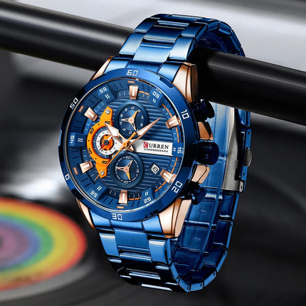CURREN orologio da uomo orologi da uomo al quarzo sportivi di lusso delle migliori marche orologio da polso cronografo impermeabile in acciaio pieno da uomo Relogio Masculino platinumshop